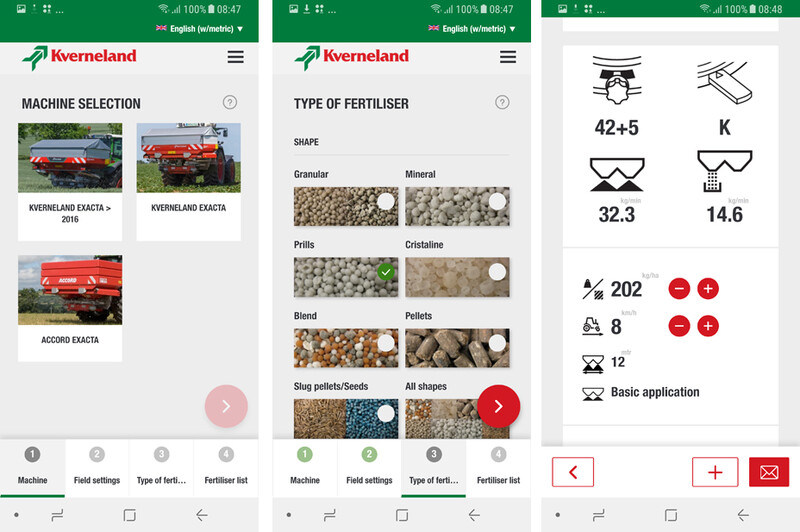 Kverneland Spreading chart App